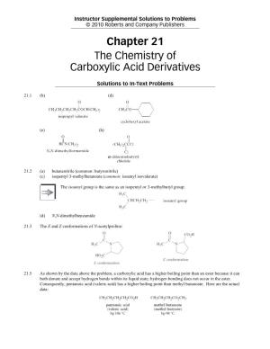 Chapter 21 the Chemistry of Carboxylic Acid Derivatives