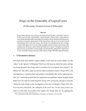 Frege on the Generality of Logical Laws