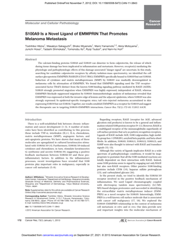 S100A9 Is a Novel Ligand of EMMPRIN That Promotes Melanoma Metastasis