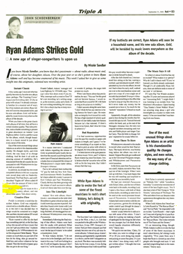 Ryan Adams Strikes Gold Album of the Decade