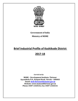Brief Industrial Profile of Kozhikode District 2017-18