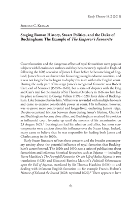 Staging Roman History, Stuart Politics, and the Duke of Buckingham: the Example of the Emperor’S Favourite