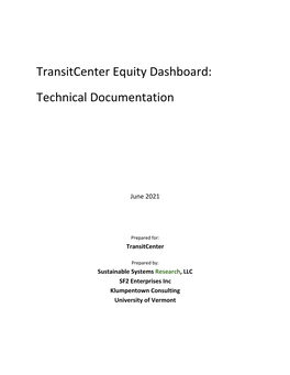 Transitcenter Equity Dashboard: Technical Documentation
