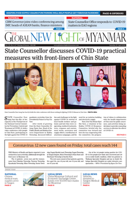 State Counsellor Discusses COVID-19 Practical Measures with Front-Liners of Chin State