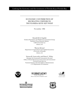 Linking the Economy and Environment of Florida Keys/Florida Bay