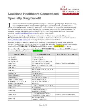 Specialty Drug Benefit Document