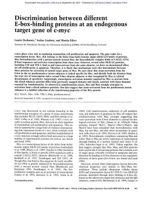 Discrimination Between Different E-Box-Binding Proteins at an Endogenous Target Gene Otc-Myc