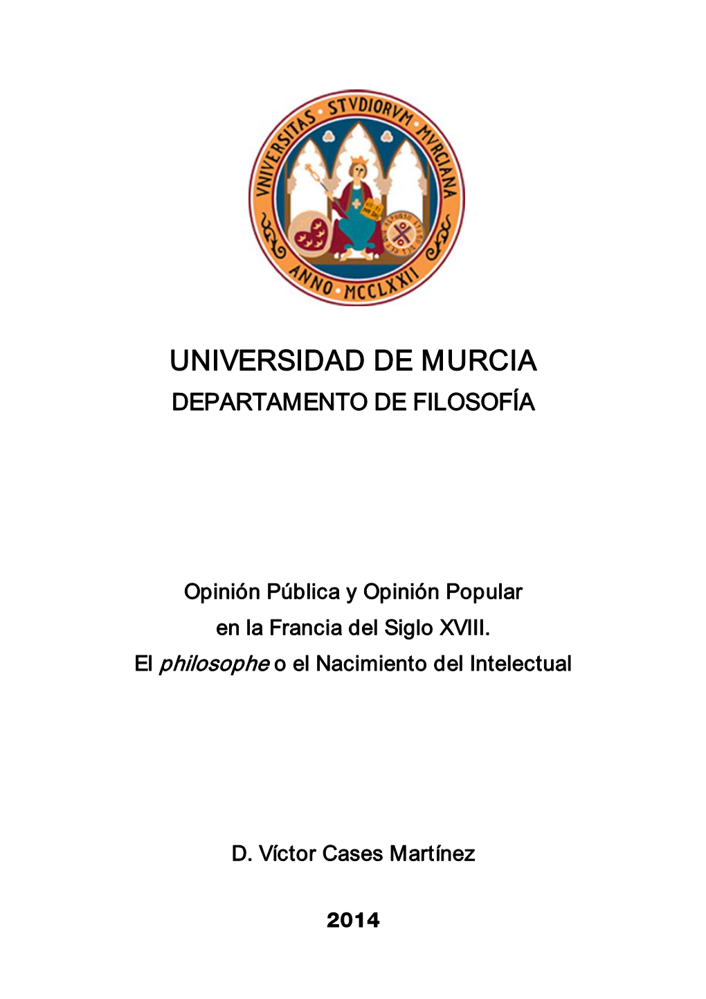 Universidad De Murcia Departamento De Filosofía