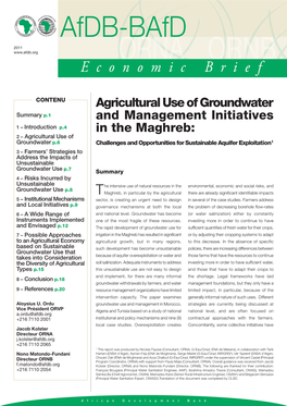 Agricultural Use of Groundwater and Management Initiatives in The