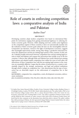 Role of Courts in Enforcing Competition Laws: a Comparative Analysis Of