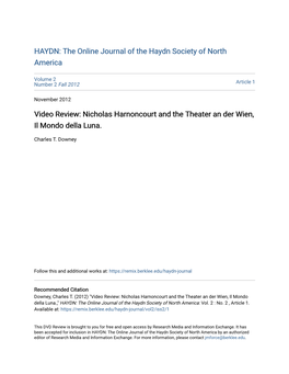 Nicholas Harnoncourt and the Theater an Der Wien, Il Mondo Della Luna