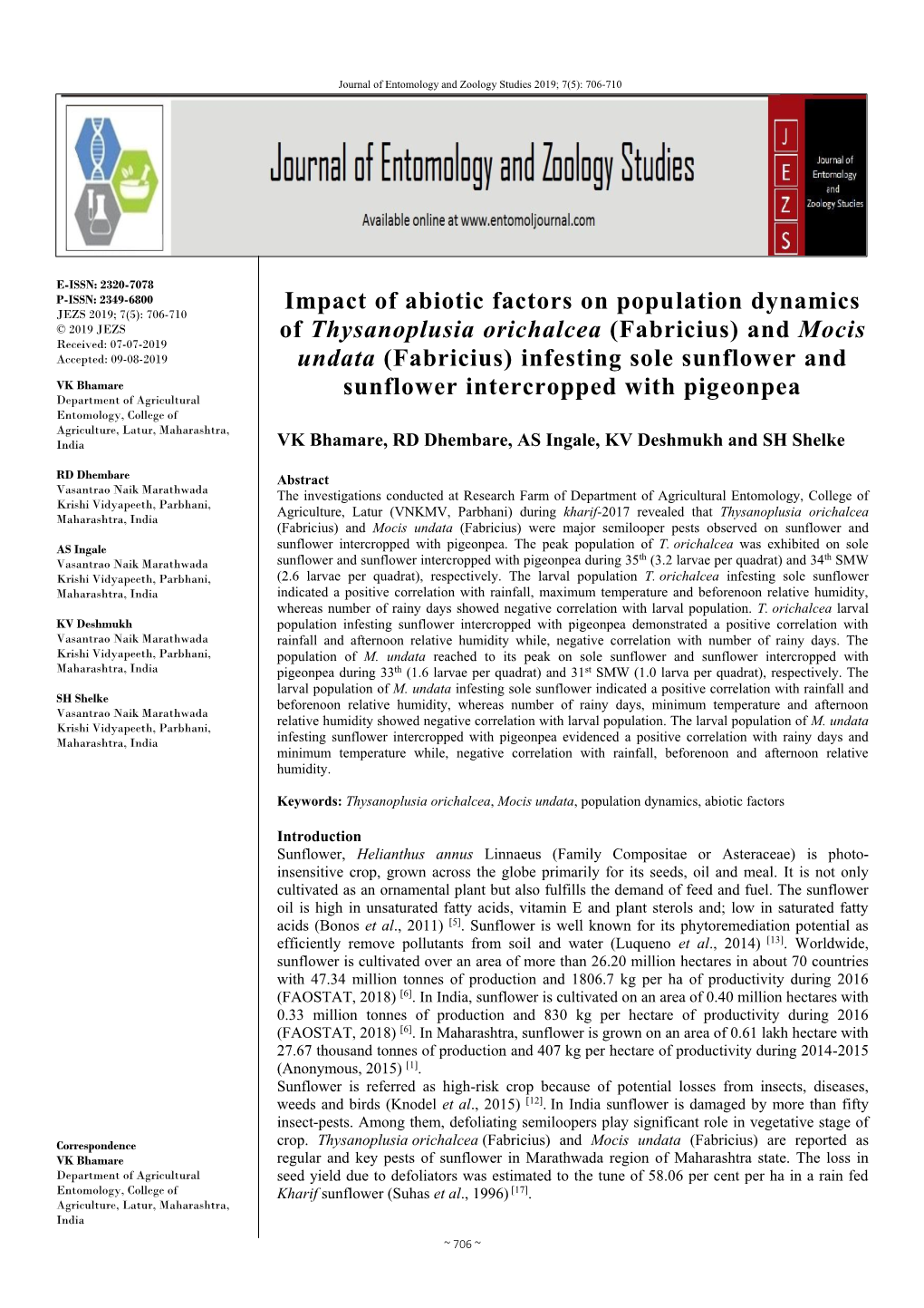 Impact of Abiotic Factors on Population Dynamics of Thysanoplusia