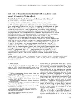 Skill Tests of Threedimensional Tidal Currents in a Global Ocean Model: A