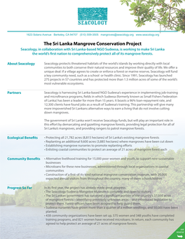 The Sri Lanka Mangrove Conservation Project