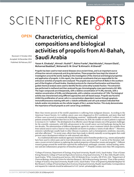 Characteristics, Chemical Compositions and Biological Activities