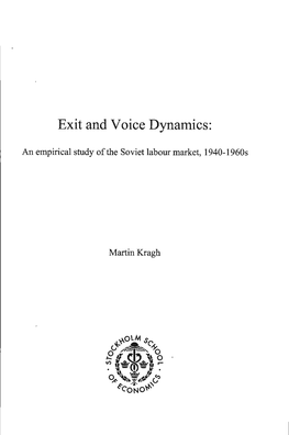 Exit and Voice Dynamics : an Empirical Study of the Soviet Labour Market