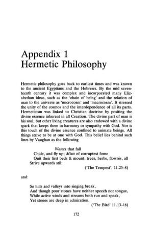 Appendix 1 Hermetic Philosophy
