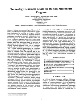 Technology Readiness Levels for the New Millennium Program