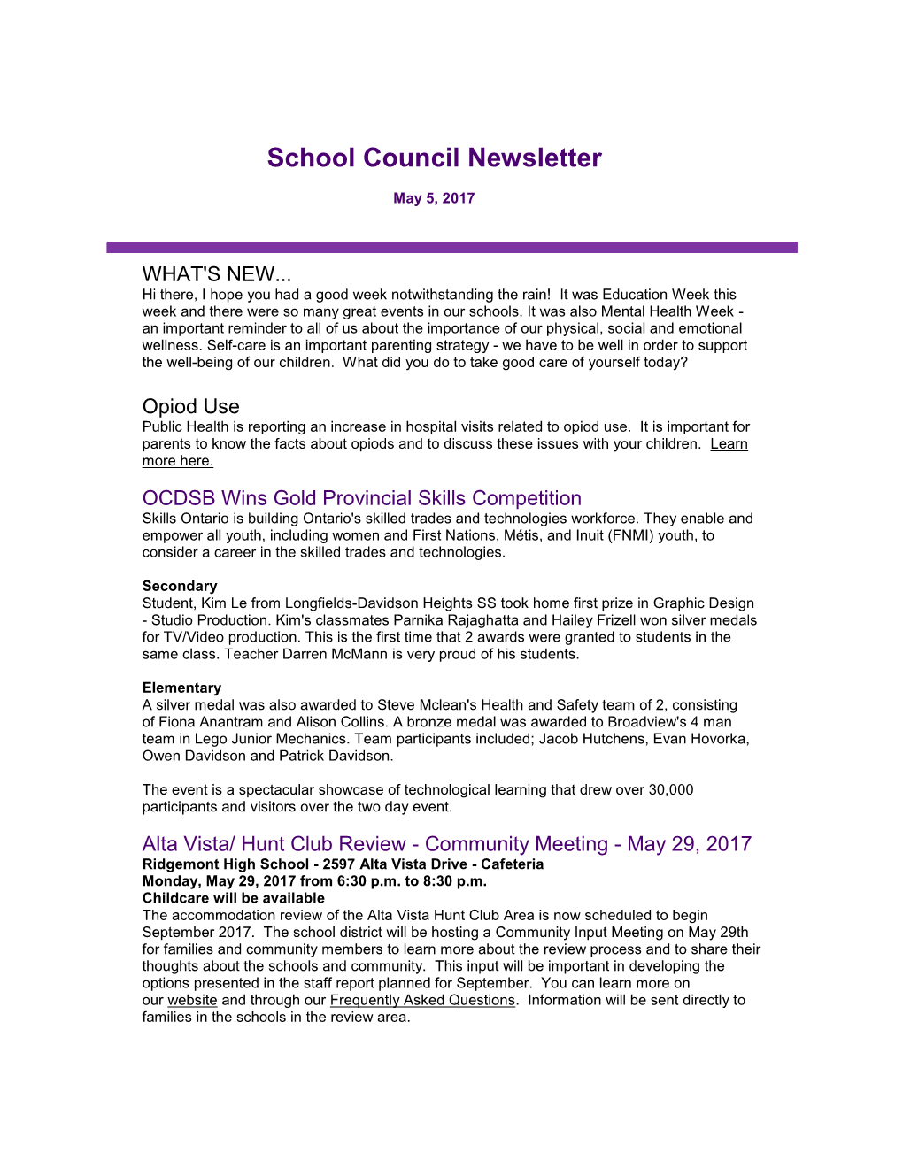 School Council Newsletter