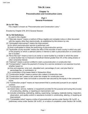 Title 38. Liens Chapter 1A Preconstruction and Construction