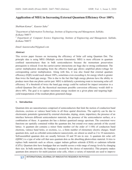 Application of MEG in Increasing External Quantum Efficiency Over 100%