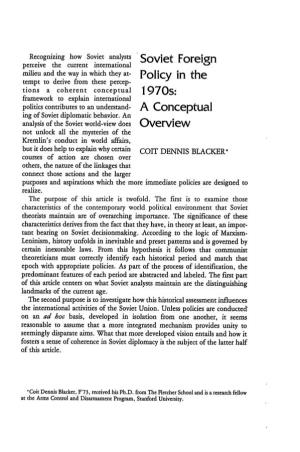 Soviet Foreign Policy in the 1970S: a Conceptual Overview