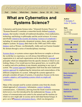 What Are Cybernetics and Systems Science?
