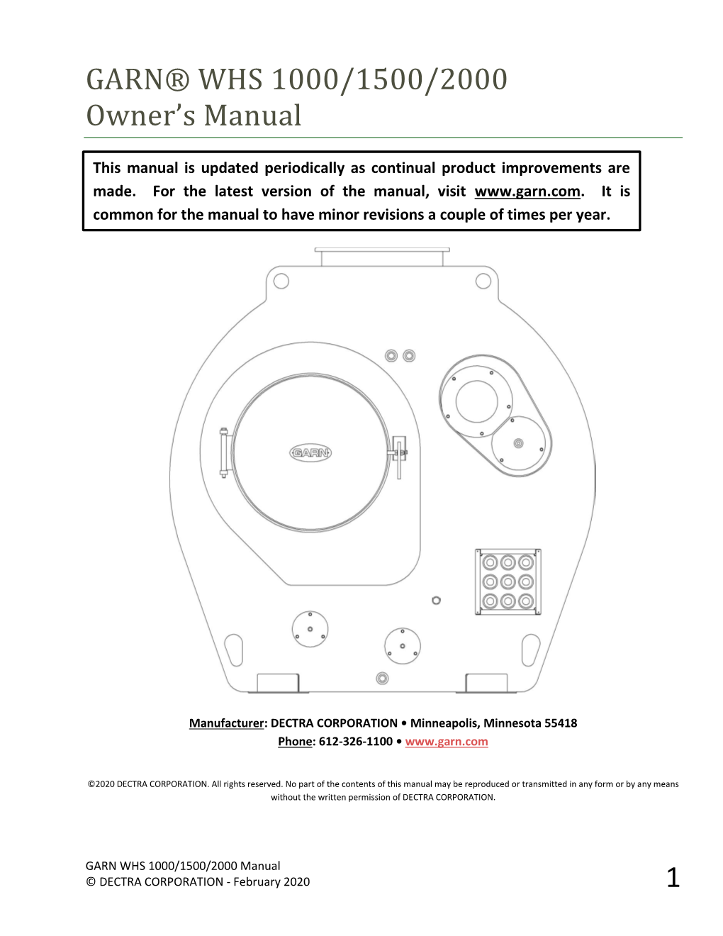 GARN WHS 1000/1500/2000 Manual © DECTRA CORPORATION - February 2020 1