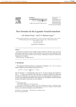 New Formulas for the Legendre–Fenchel Transform