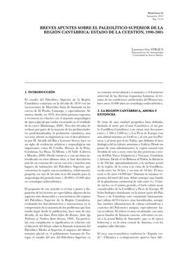 Breves Apuntes Sobre El Paleolítico Superior De La Región Cantábrica: Estado De La Cuestión, 1990-2005