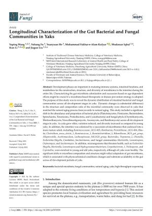 Longitudinal Characterization of the Gut Bacterial and Fungal Communities in Yaks