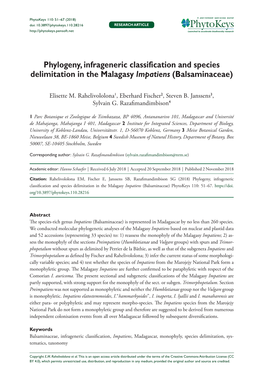 Phylogeny, Infrageneric Classification and Species Delimitation in the Malagasy Impatiens (Balsaminaceae)