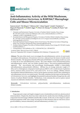 Anti-Inflammatory Activity of the Wild Mushroom, Echinodontium
