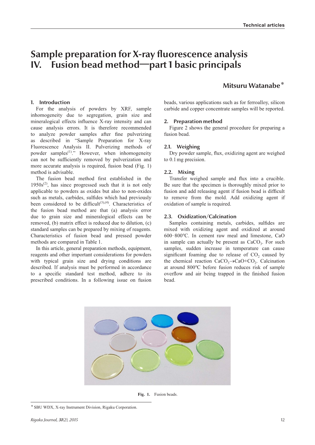 Sample Preparation for X-Ray Fluorescence Analysis IV. Fusion Bead Method―Part 1 Basic Principals