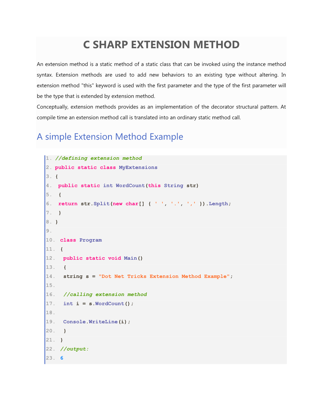 C Sharp Extension Method