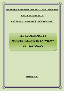 Republique Algerienne Democratique Et Populaire Wilaya De Tizi-Ouzou