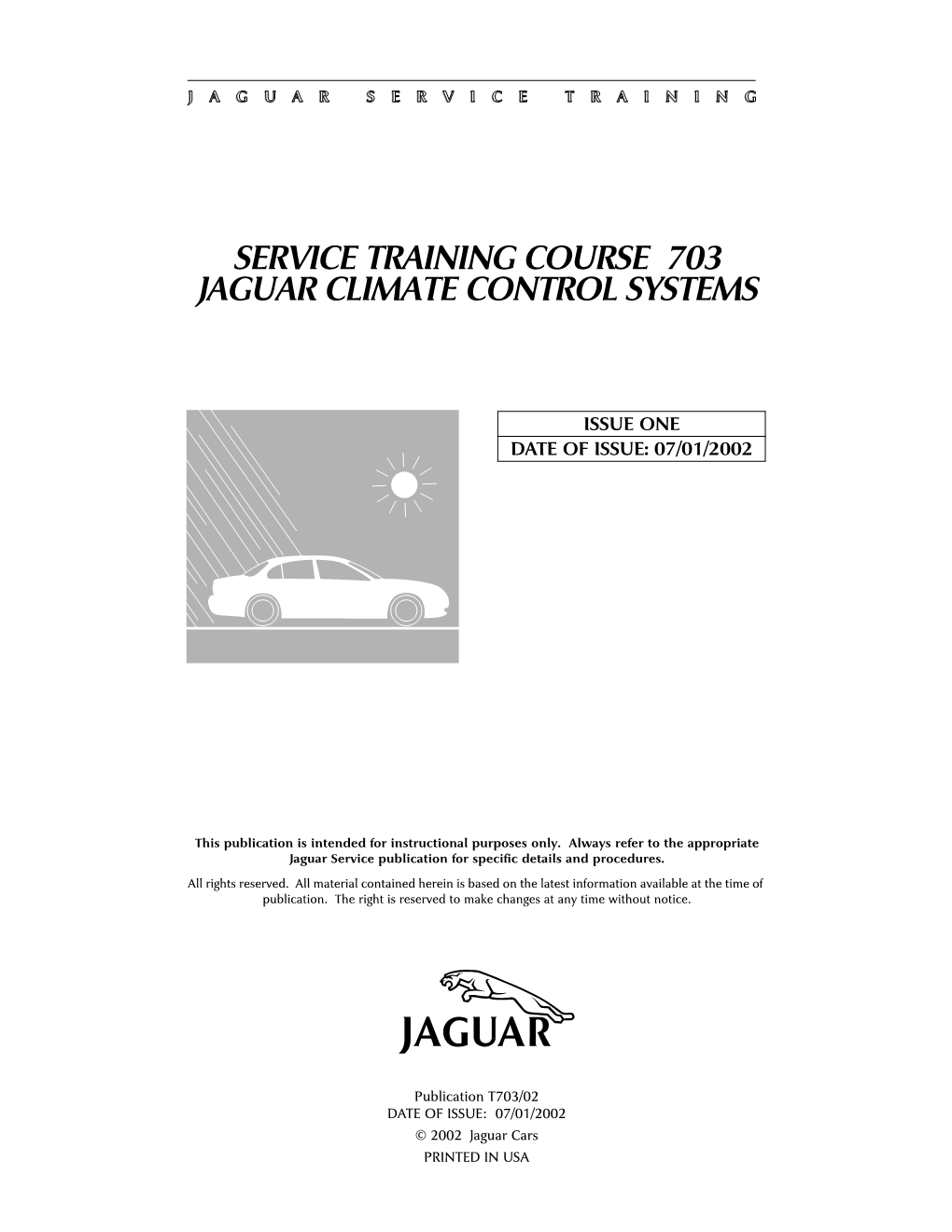 Service Training Course 703 Jaguar Climate Control Systems