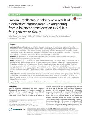 Familial Intellectual Disability As a Result of a Derivative Chromosome