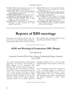 AGM and Bryological Symposium 2005, Bangor