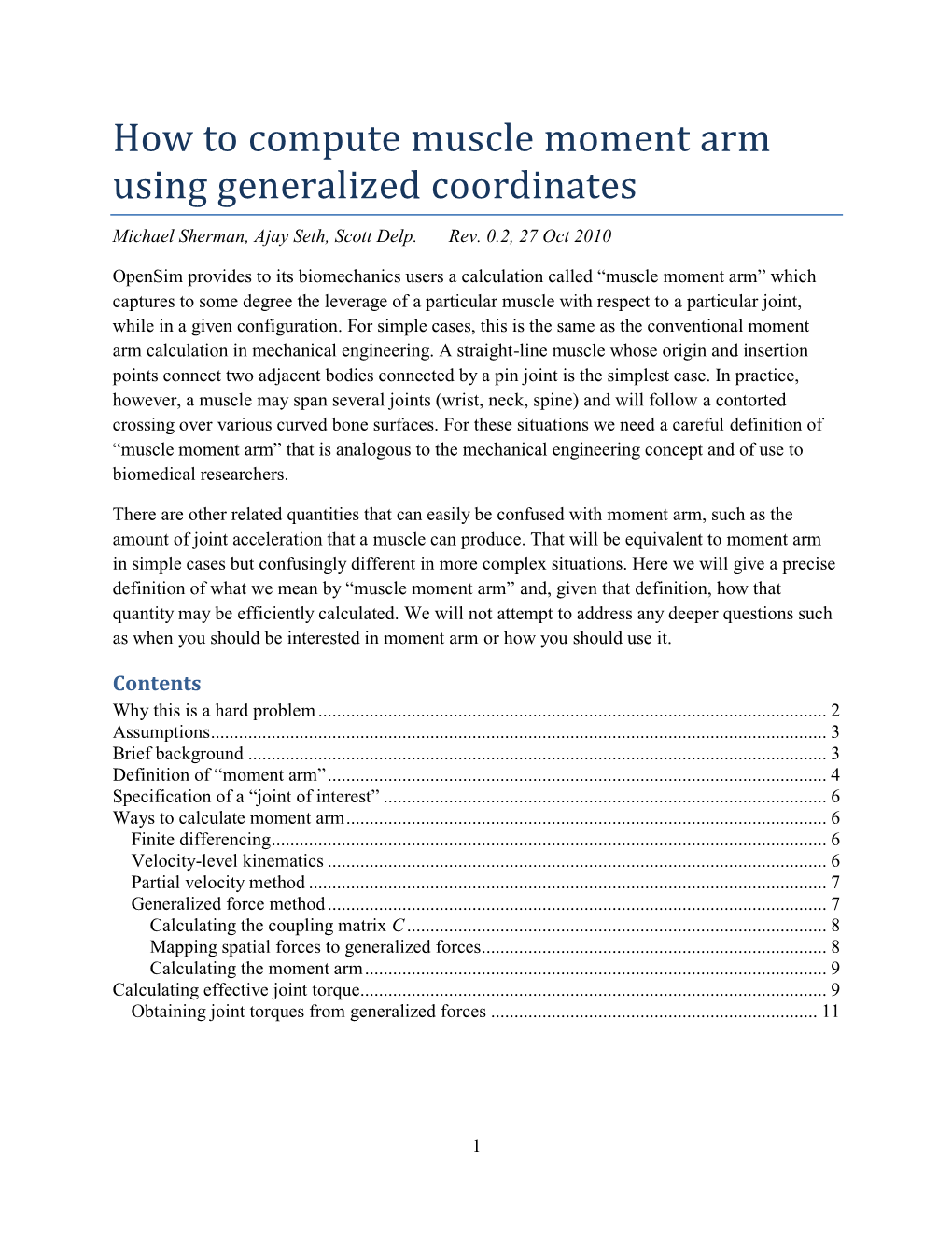 How to Compute Muscle Moment Arm Using Generalized Coordinates