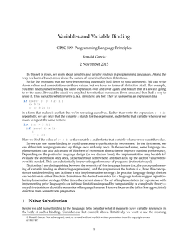 Variables and Variable Binding