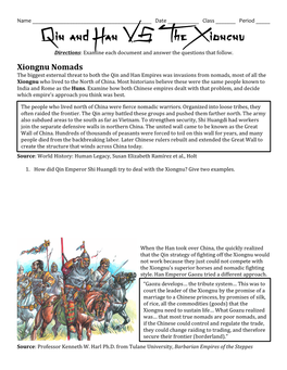 Qin and Han VS the Xiongnu