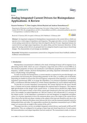 Analog Integrated Current Drivers for Bioimpedance Applications: a Review