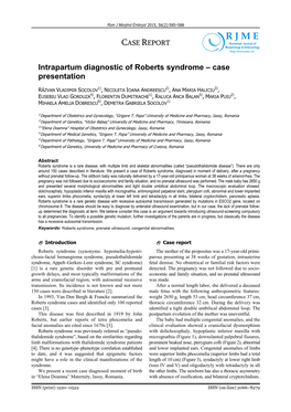 Intrapartum Diagnostic of Roberts Syndrome – Case Presentation