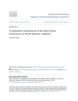 A Qualitative Examination of the Sport Music Preferences of NCAA Division I Athletes