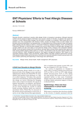 ENT Physicians' Efforts to Treat Allergic Diseases at Schools