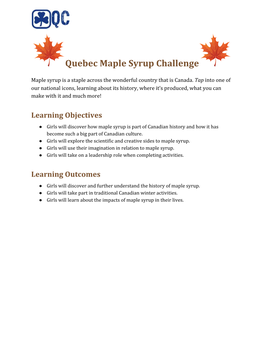 Quebec Maple Syrup Challenge