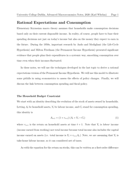 Rational Expectations and Consumption