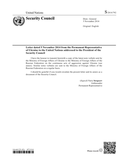Security Council Distr.: General 5 November 2014
