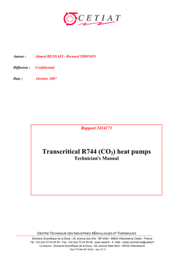Transcritical R744 (CO2) Heat Pumps